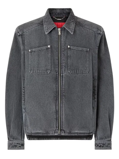 Ferrari Dark Marbled Denim Jacket In Gray