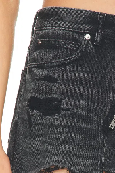 Alexander Wang Denim X  Distressed Double Layer Denim Skort In Black