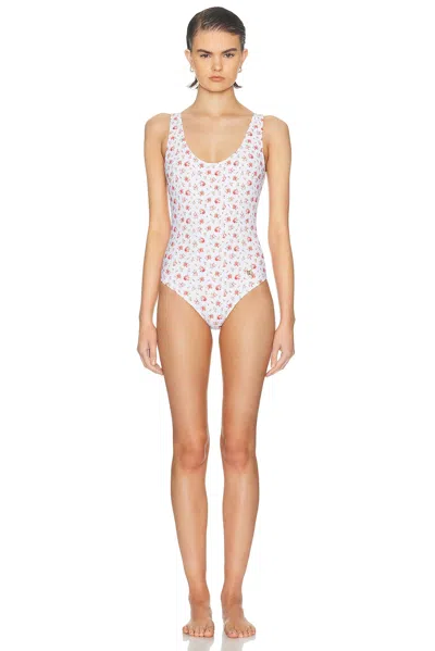 Dolce & Gabbana Small Rose-print One-piece Swimsuit In White