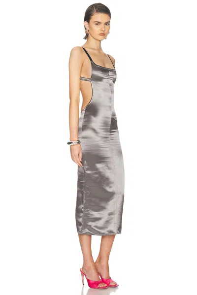 Attico Open-back Satin Midi Dress In Brown
