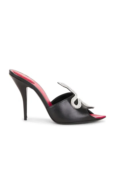 Valentino Garavani 105mm Strass Snake Leather Mule Pumps In Black