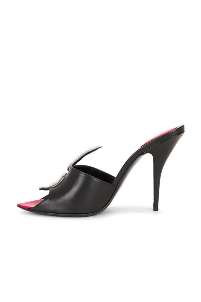 Valentino Garavani 105mm Strass Snake Leather Mule Pumps In Black