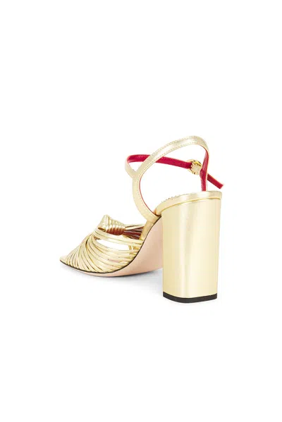 Valentino 90mm Vlogo Anne Metallic Leather Block-heel Sandals In Gold