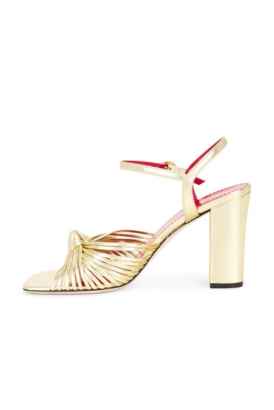 Valentino 90mm Vlogo Anne Metallic Leather Block-heel Sandals In Gold