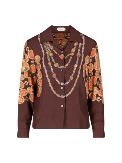 Versace Shirt Printed Shirt Look 62 Brown With Printed Silk Motif For Women