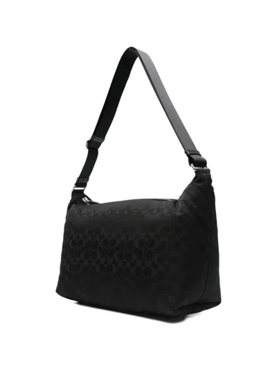 Coach Pattern Key-charm Shoulder Bag In Black