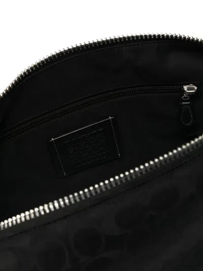 Coach Pattern Key-charm Shoulder Bag In Black