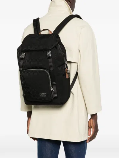 Coach Patterned Backpack In Black