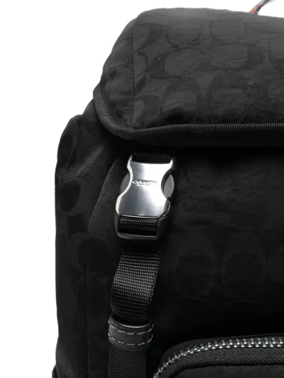 Coach Patterned Backpack In Black