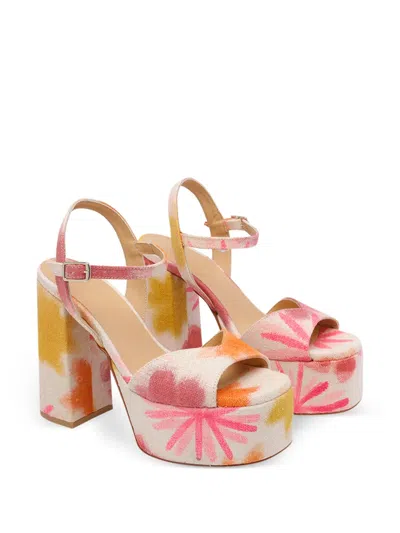 Castaã±er Patterned Buckle Sandals In White