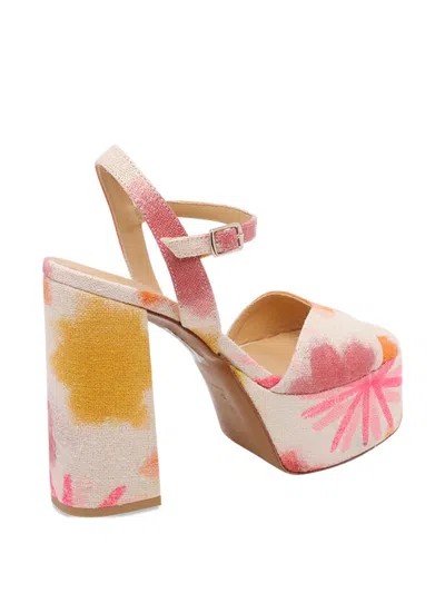 Castaã±er Patterned Buckle Sandals In White