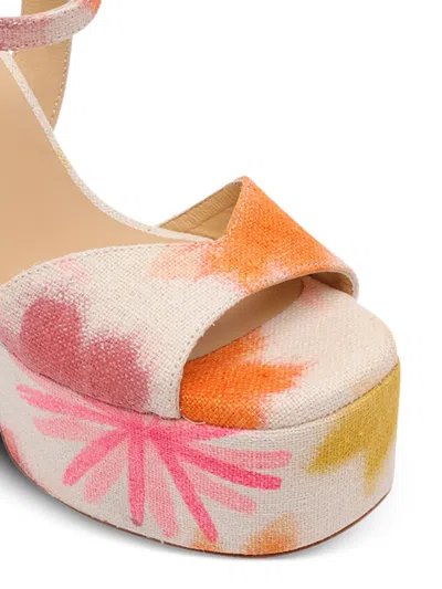 Castaã±er Patterned Buckle Sandals In White
