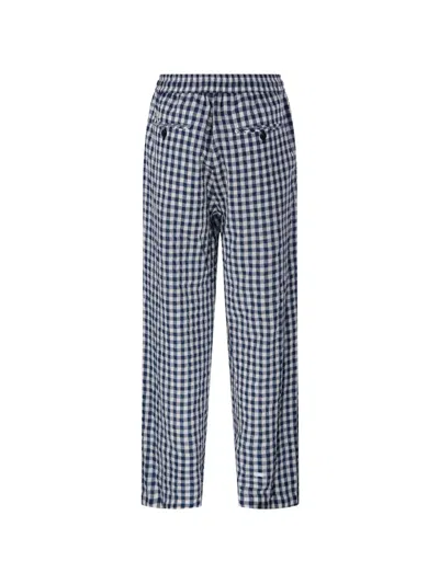 Dunst Checked Drawstring Trousers In Blue