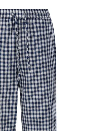 Dunst Checked Drawstring Trousers In Blue