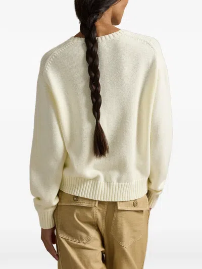 Polo Ralph Lauren Cotton Bear Long Sleeve Crew Neck In White