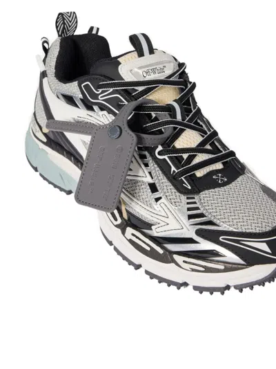 Off-white Ow Be Right Back Grey Low Top Sneakers With Zip-tie Detail In Mesh And Leather Man In White