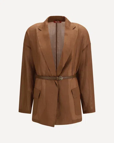 Max Mara Belted Jacket In Brown