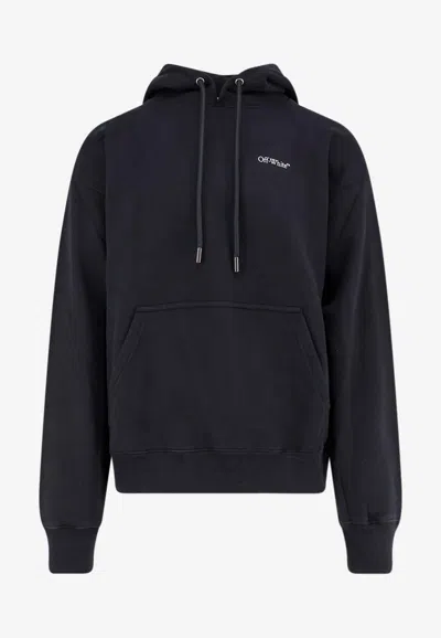 Off-white Half Arrows Graphic Pullover Hoodie With Drawstring Hood In Black