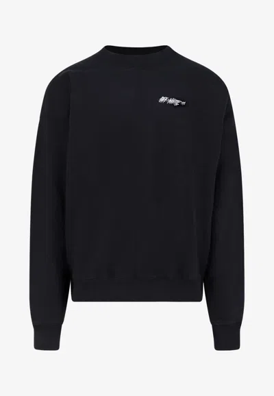Off-white Mens Black Off-logo Crewneck Cotton Sweatshirt In Black