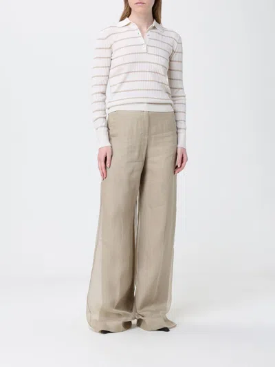 Max Mara Gitano Cashmere Silk Collared Striped Sweater In Yellow