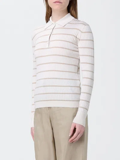 Max Mara Gitano Cashmere Silk Collared Striped Sweater In Yellow