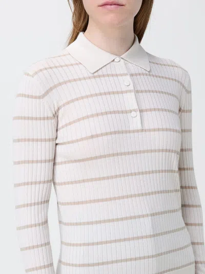 Max Mara Gitano Cashmere Silk Collared Striped Sweater In Yellow