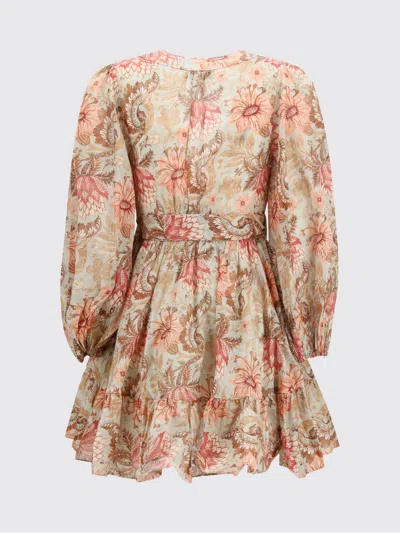 Zimmermann Daylight Mini Wrap Frill Dress Stamp Floral Sage In Brown