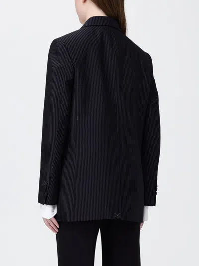 Fendi Women Blue Double-breasted Jacket With Peak Revers And Pinstripe Motif In Wool Blend Woman In Blue