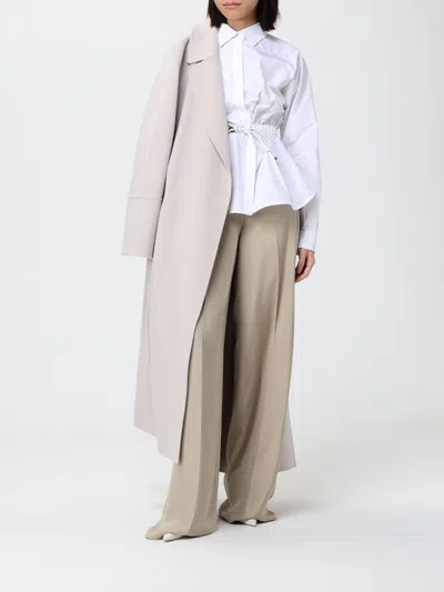 Max Mara Virgin Wool Wrap Coat In White