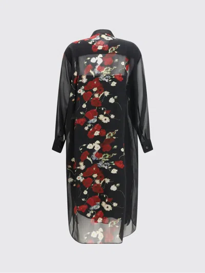 Khaite Gloria Long Sleeve Silk Chiffon Shirtdress In Black