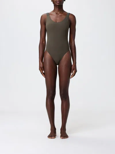 Brunello Cucinelli One Piece Swimsuit Scoop Neckline High Cut In Green