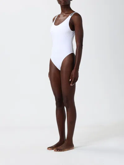 Brunello Cucinelli White Techno Jersey Precious Details One-piece Swimsuit In White