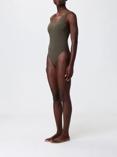 Brunello Cucinelli One Piece Swimsuit Scoop Neckline High Cut In Green