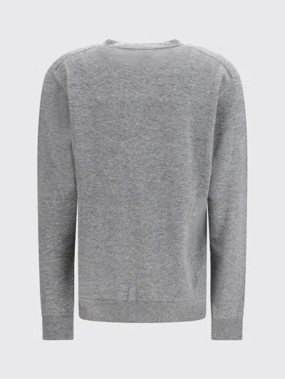 The Row Nian Long Sleeve Top Ribbed V Neckline In Gray