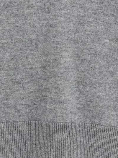 The Row Nian Long Sleeve Top Ribbed V Neckline In Gray