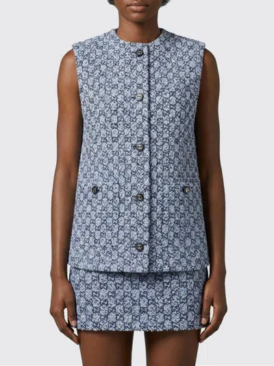 Gucci Button Patterned Vest In Blue