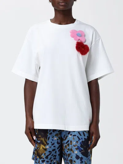 Fendi White Crew Neck Patchwork T-shirt In White