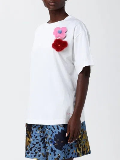 Fendi White Crew Neck Patchwork T-shirt In White