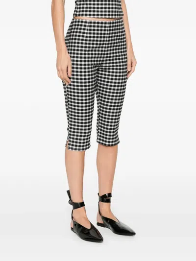 Posse Chiara Cropped Checked Cotton-blend Capri Pants In Black