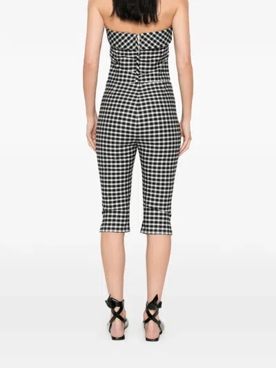 Posse Chiara Cropped Checked Cotton-blend Capri Pants In Black