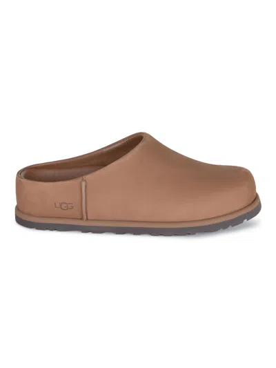 Ugg Suede Slip-on Clogs With Rounded Toe In Brown