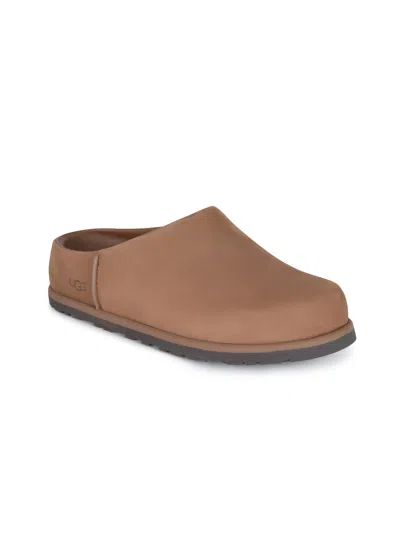 Ugg Suede Slip-on Clogs With Rounded Toe In Brown