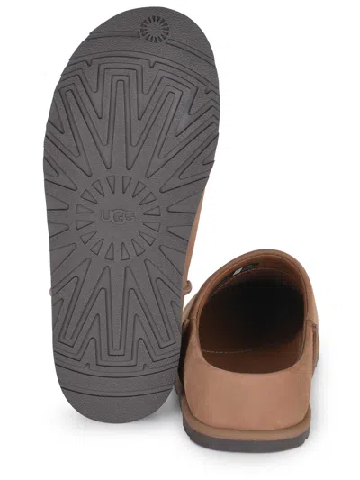 Ugg Suede Slip-on Clogs With Rounded Toe In Brown