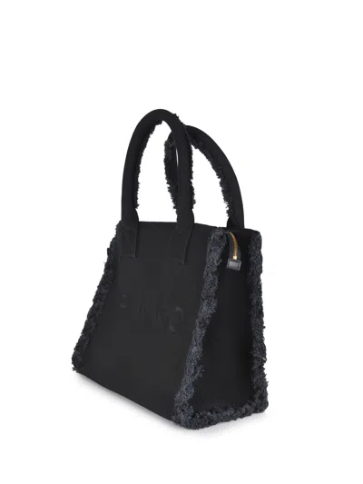 Pinko Frayed Lettering Medium Tote Bag In Black