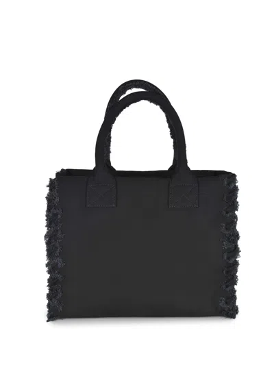 Pinko Frayed Lettering Medium Tote Bag In Black