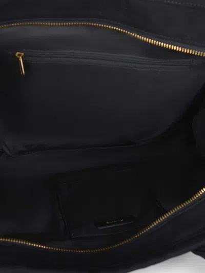 Pinko Frayed Lettering Medium Tote Bag In Black