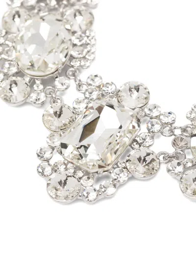 Self-portrait Silver Crystal Cluster Necklace In Metallic