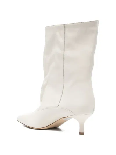 Gisel Moire Pointed-toe Boots In White