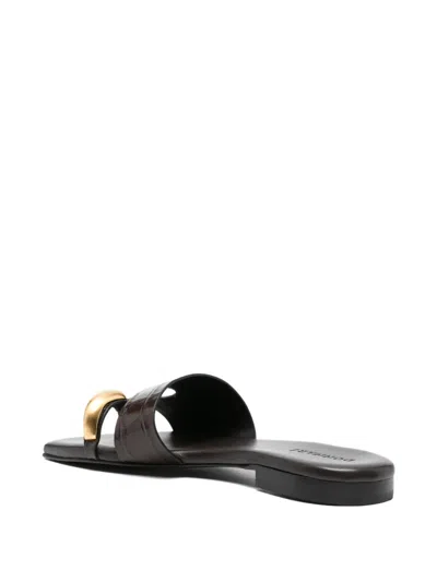 Donnari Croc-effect Flat Sandals In Multi