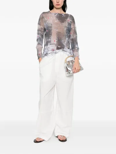 Cividini Ernesta Patterned Notched Sweater In Gray